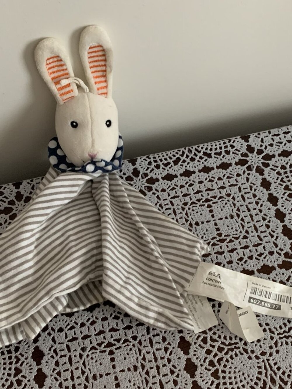 Ikea Bunny Rabbit Lovey Security Blanket Baby Blankie Soothing 10 Inch Cotton